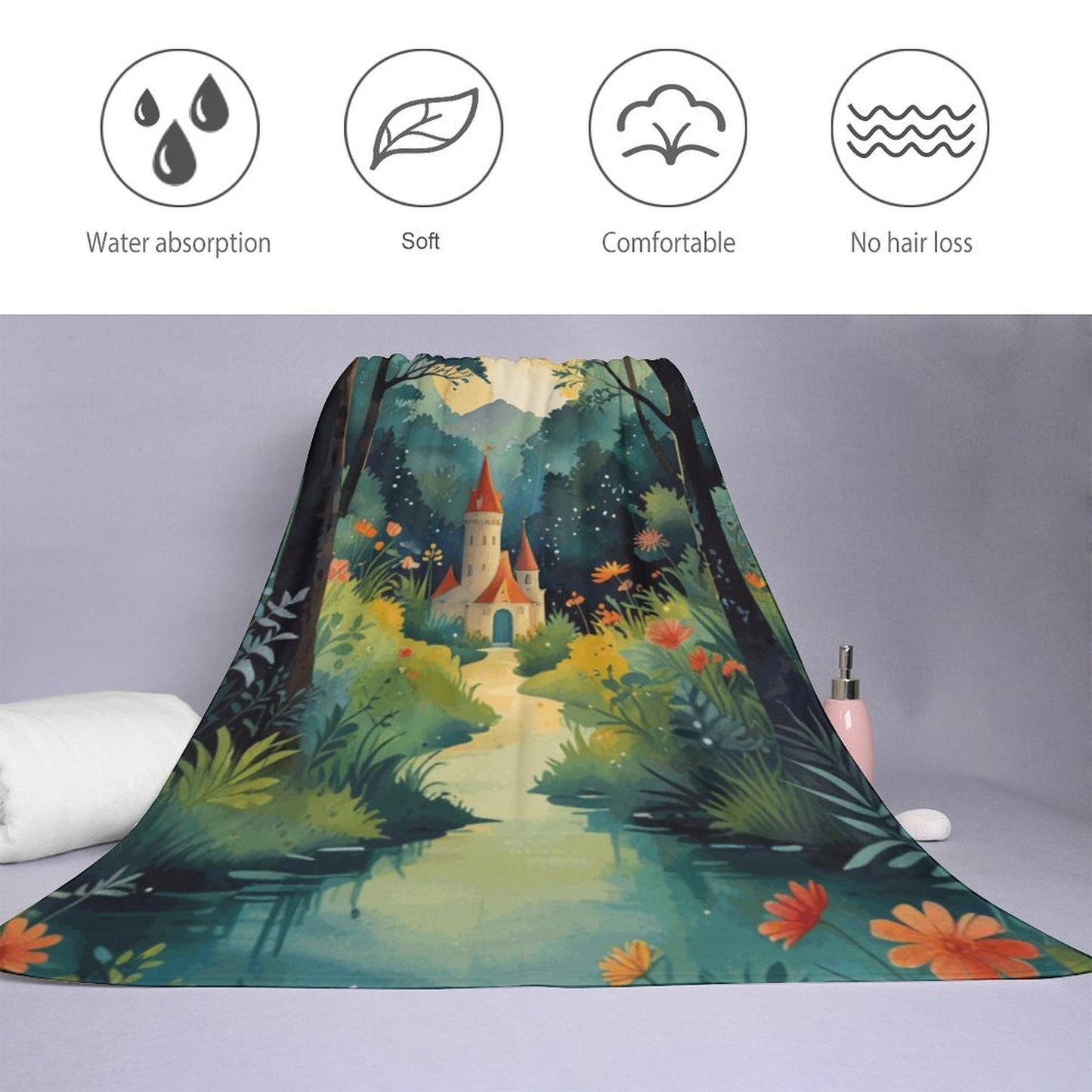 Fairytale Castle Bath Towel, Princess Bath Towel