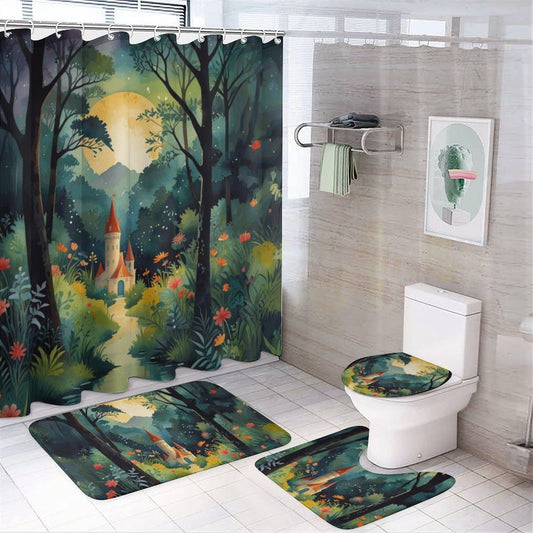 Fairytale Castle Shower Curtain Set with 3 Rugs