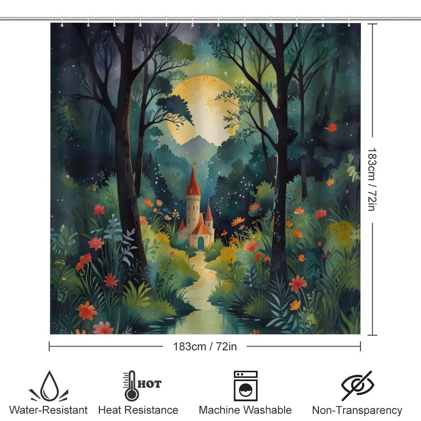 Fairytale Castle Shower Curtain Set with 3 Rugs