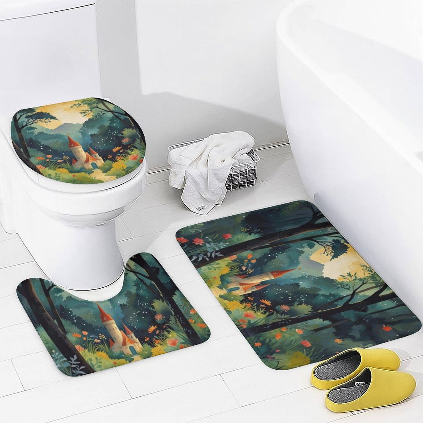 Fairytale Castle Shower Curtain Set with 3 Rugs