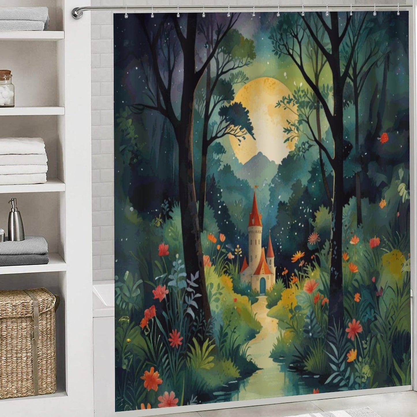 Fairytale Castle Shower Curtain Set with 3 Rugs