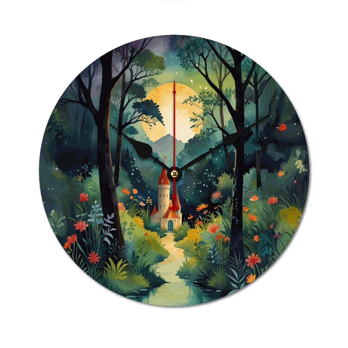 Fairytale Castle Wooden Wall Clock without Scale, Dreamy Castle clock