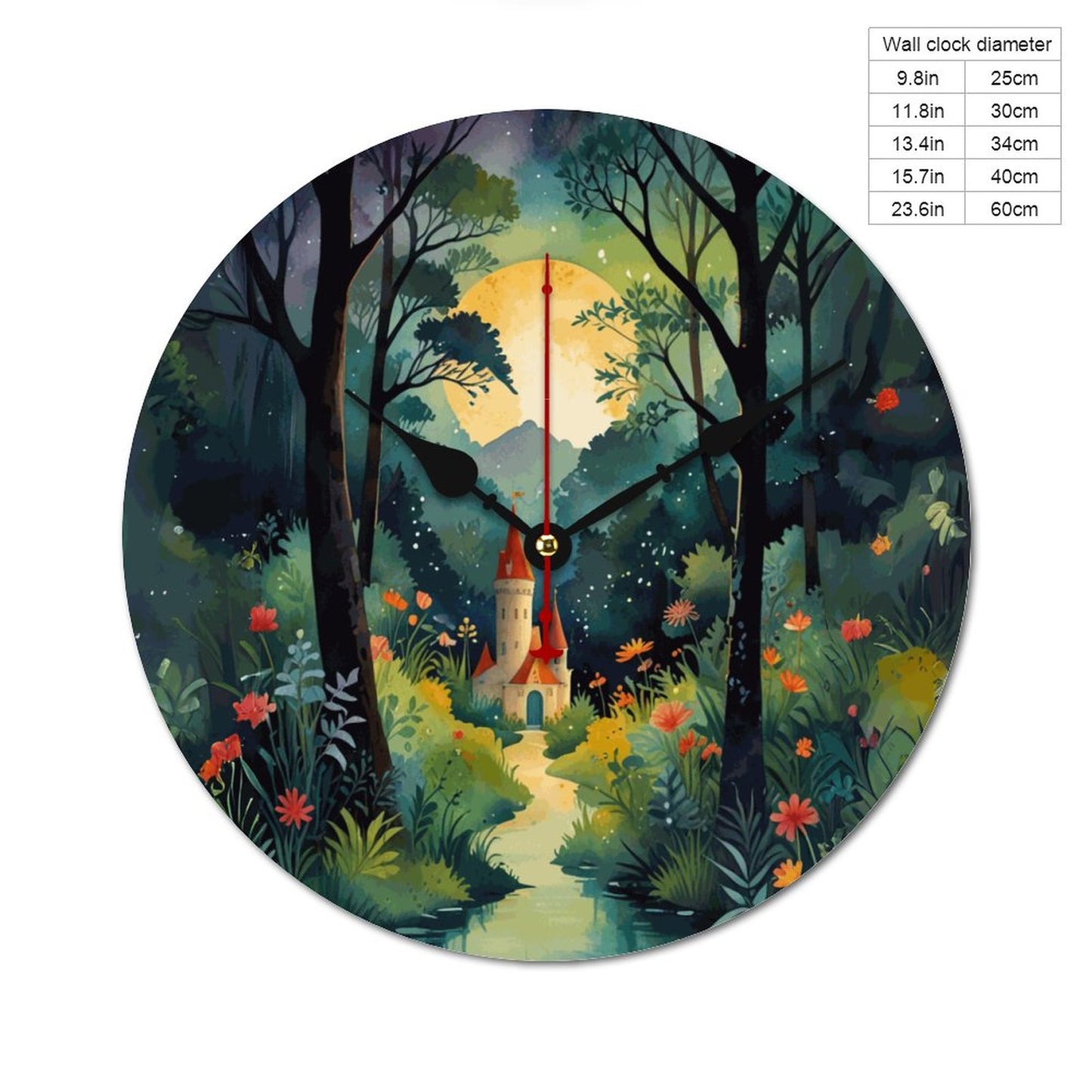 Fairytale Castle Wooden Wall Clock without Scale, Dreamy Castle clock