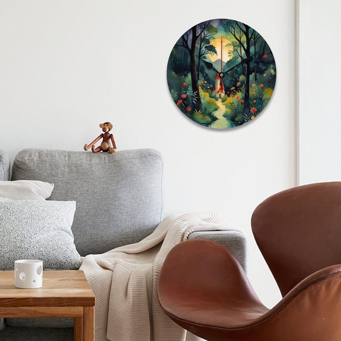 Fairytale Castle Wooden Wall Clock without Scale, Dreamy Castle clock