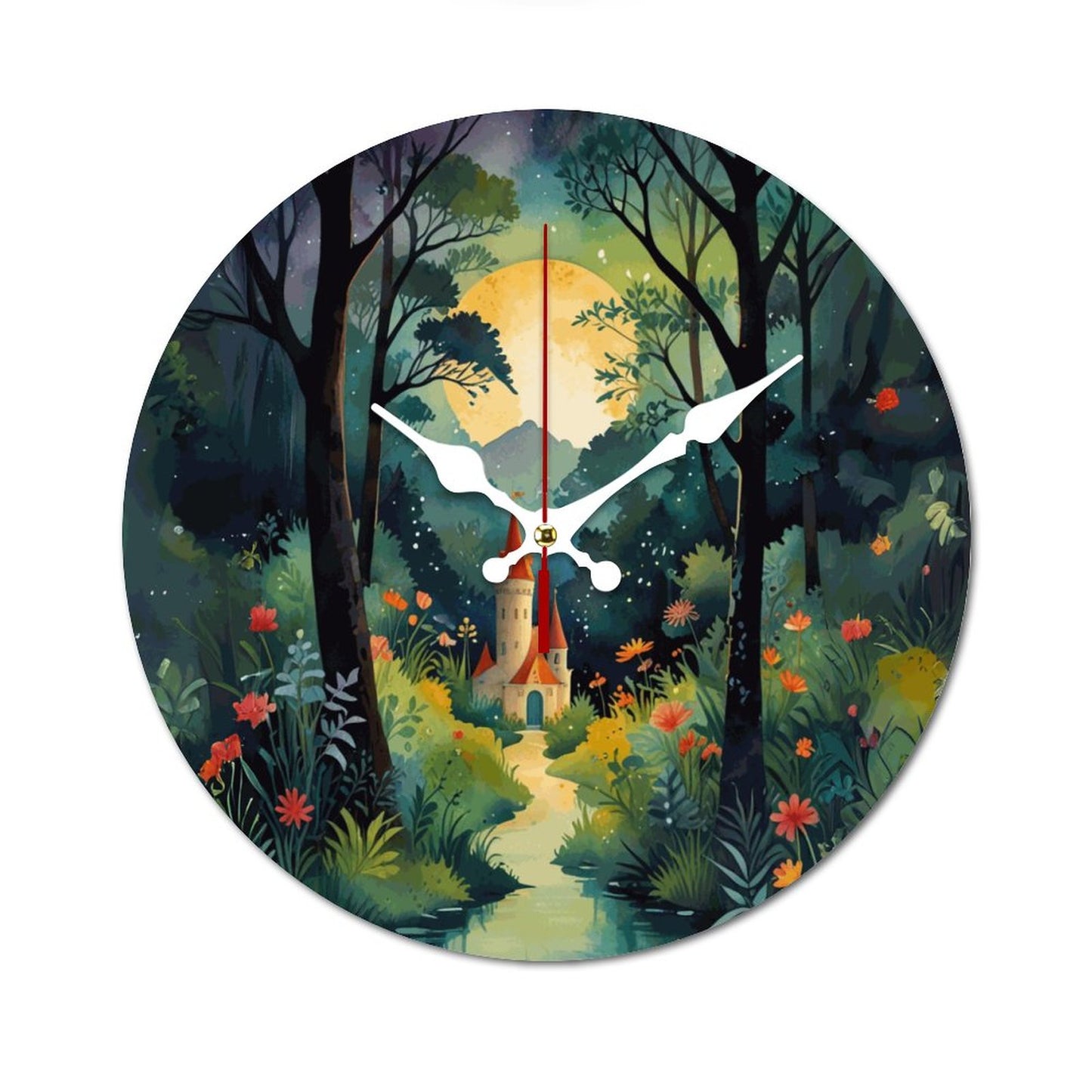 Fairytale Castle Wooden Wall Clock without Scale, Dreamy Castle clock