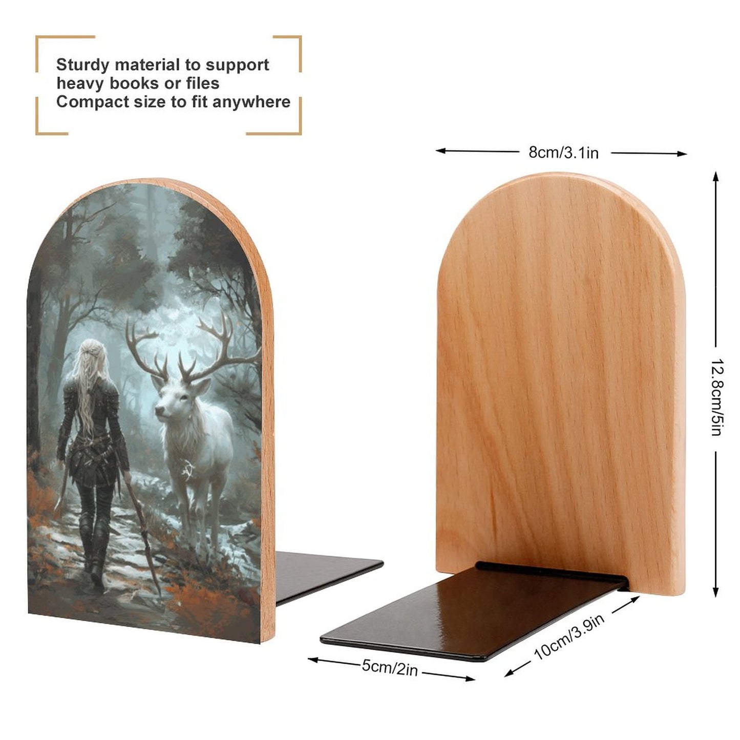 Fantasy Aelin and Stag Wood Bookends: Featuring ACOTAR and Aelin themes