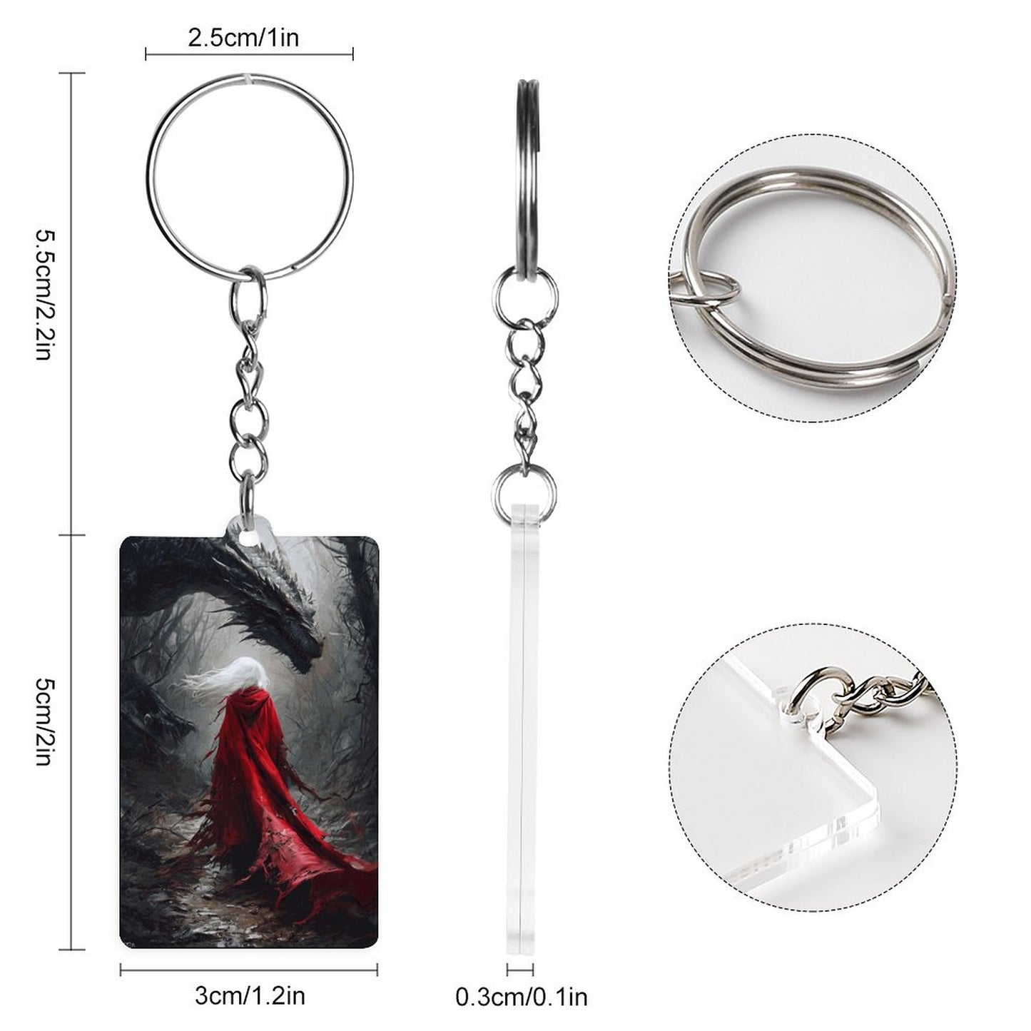 Fantasy Dragon and Aelin Acrylic Keychain, TOG, ACOTAR and Aelin themes