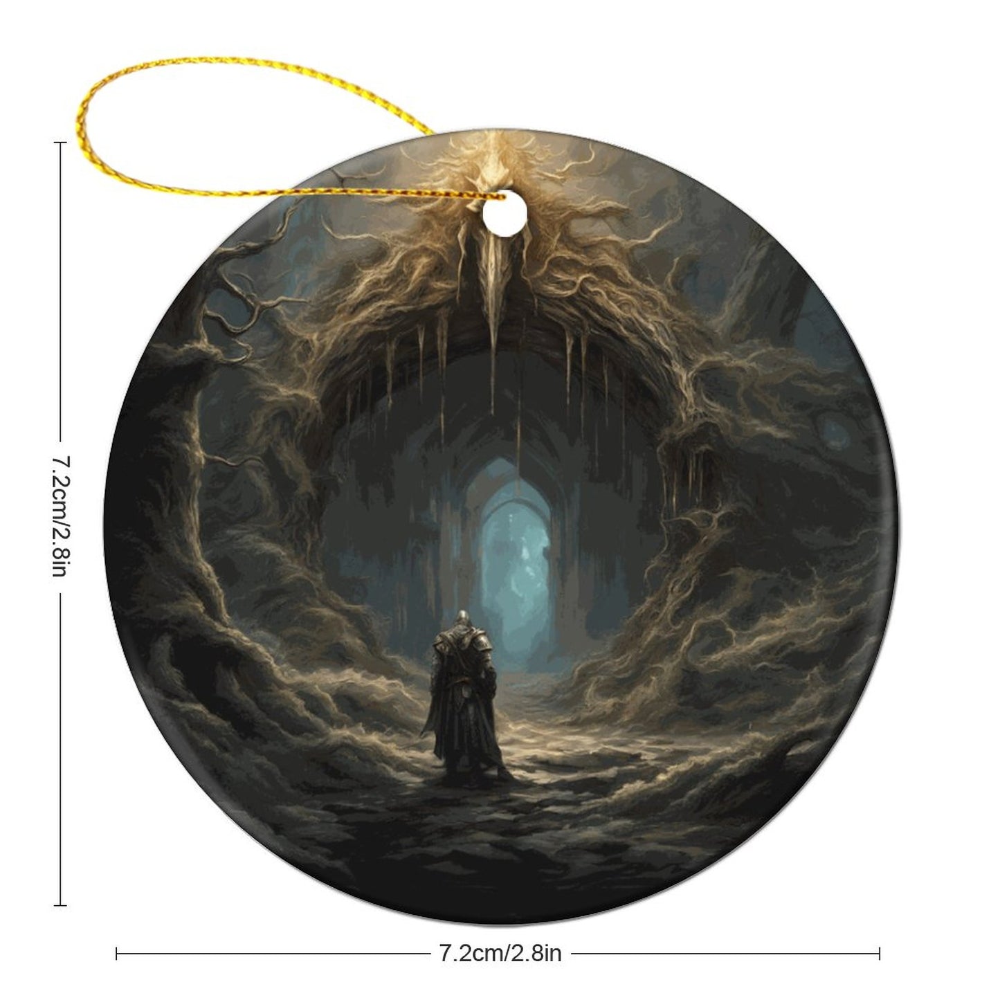 Fantasy Elden Ring Warrior Round Christmas Ceramic Ornament, Fantasy Elden Ring Warrior Christmas Ceramic Ornament, malenia elden ring, elden ring art, elden ring gamer merch, dark souls, bloodborne