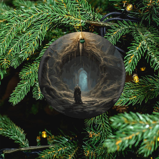 Fantasy Elden Ring Warrior Round Christmas Ceramic Ornament, Fantasy Elden Ring Warrior Christmas Ceramic Ornament, malenia elden ring, elden ring art, elden ring gamer merch, dark souls, bloodborne