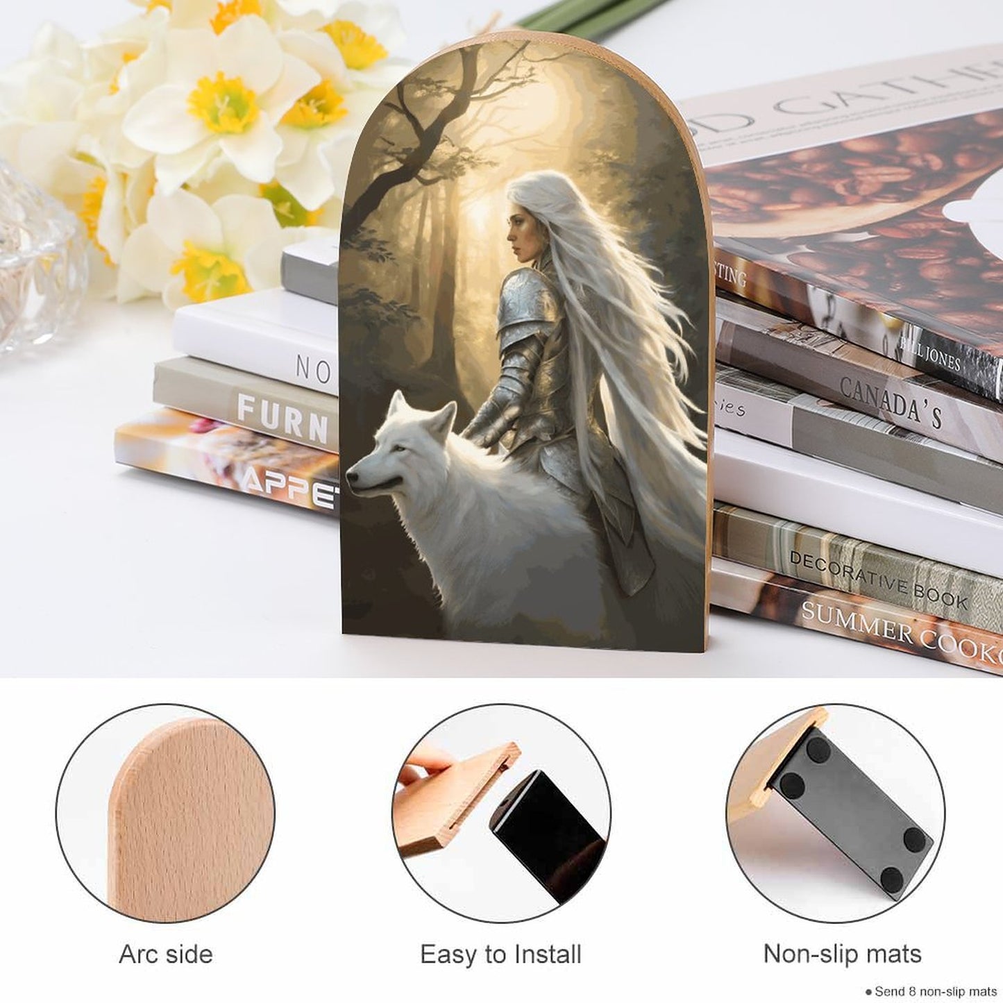 Fantasy Queen Wood Bookends, Featuring ACOTAR and Aelin themes