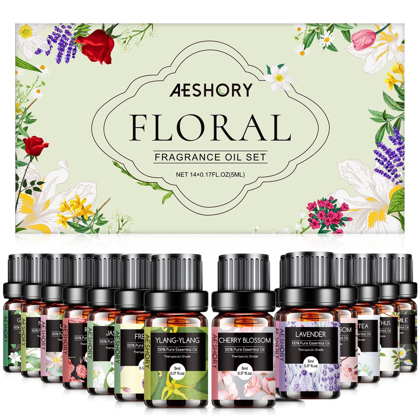 Floral Essential Oils Set - 14 Pcs Fragrance Oil for Diffusers