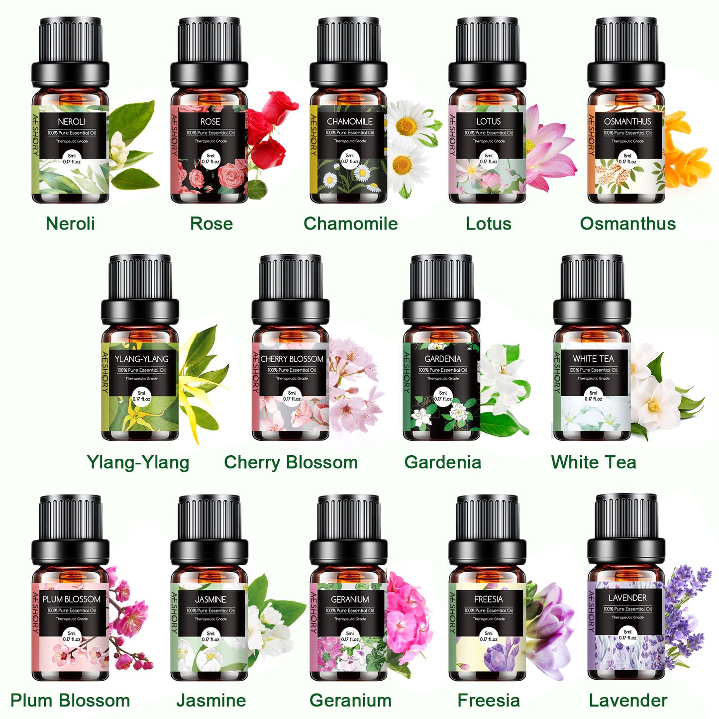 Floral Essential Oils Set - 14 Pcs Fragrance Oil for Diffusers
