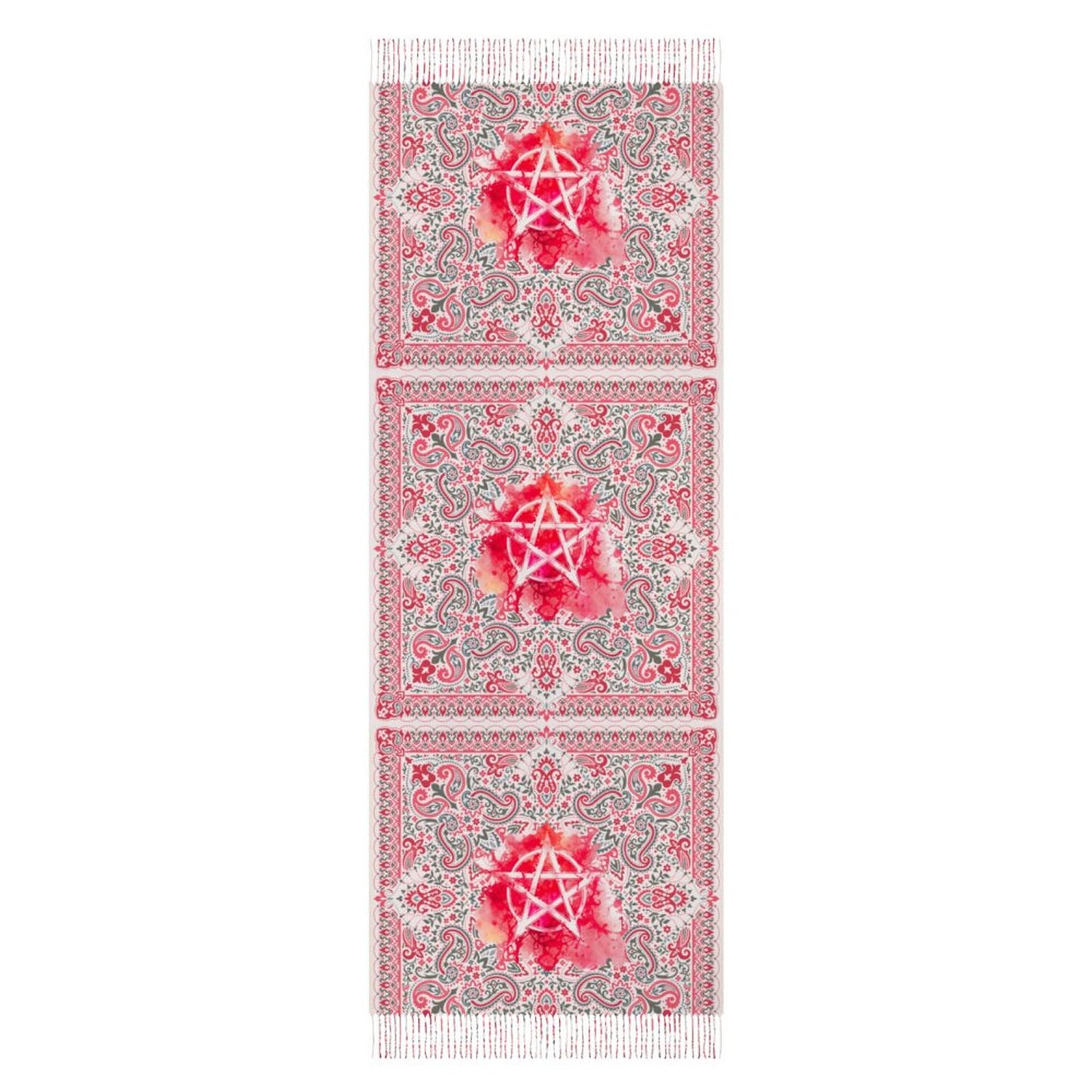 Floral Paisley Pink Pentagram Super Soft Tassel Scarf: the ultimate paisley party for your neck! Witchcore Witchy Stuff for the Holidays!
