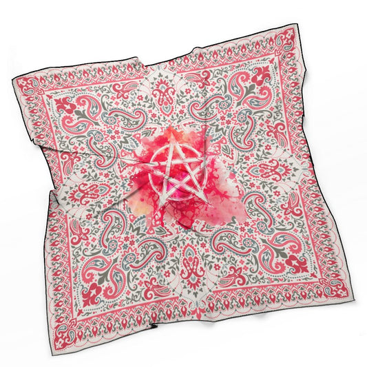 Floral Paisley Pink Pentagram Women's Scarf: the ultimate paisley party for your neck! Witchcore Witchy Stuff for the Holidays! Occult Wrap