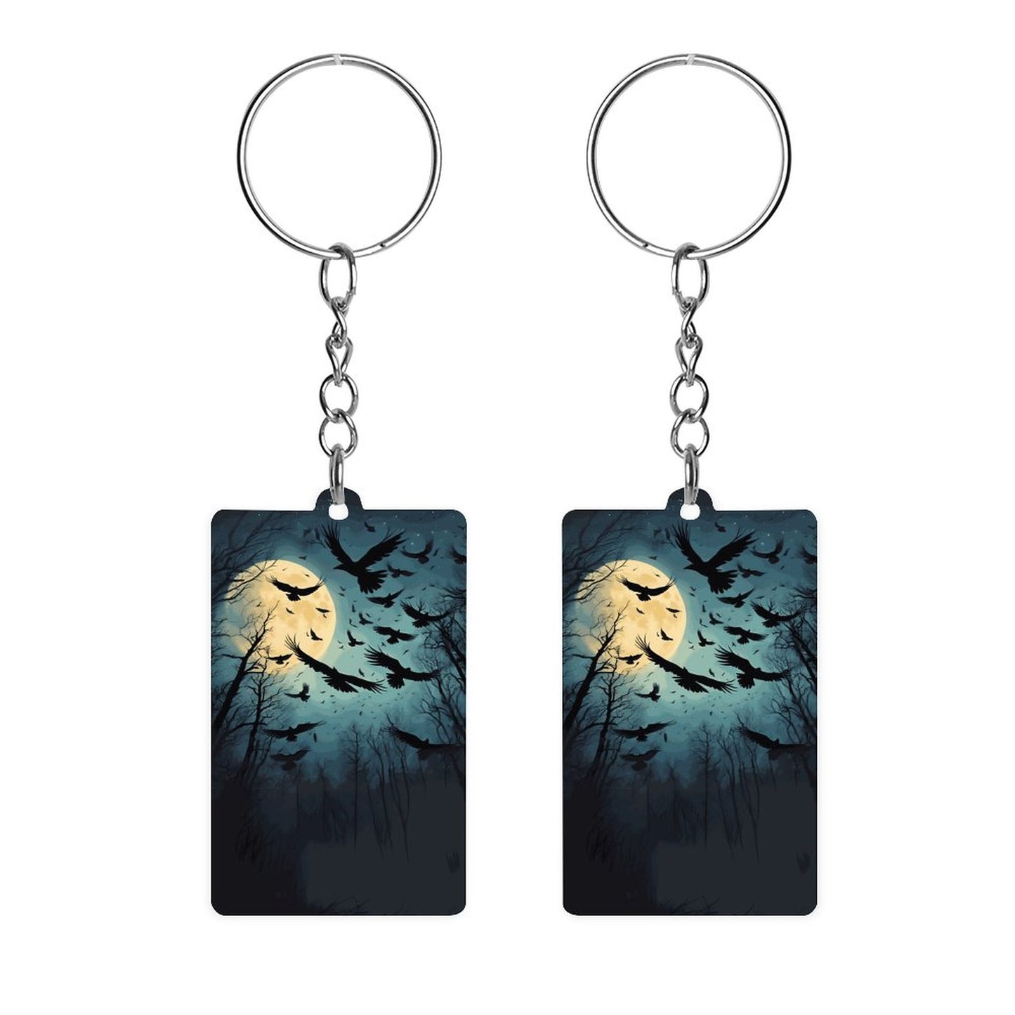 Full Moon Murder of Crows Acrylic Keychain, Witch aesthetic