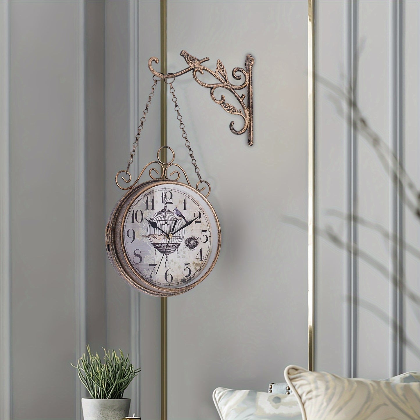 Gentral Station Wall Clock, Vintage Double Sided Hanging Clock