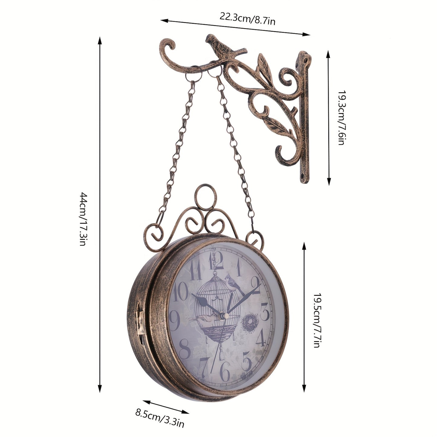 Gentral Station Wall Clock, Vintage Double Sided Hanging Clock