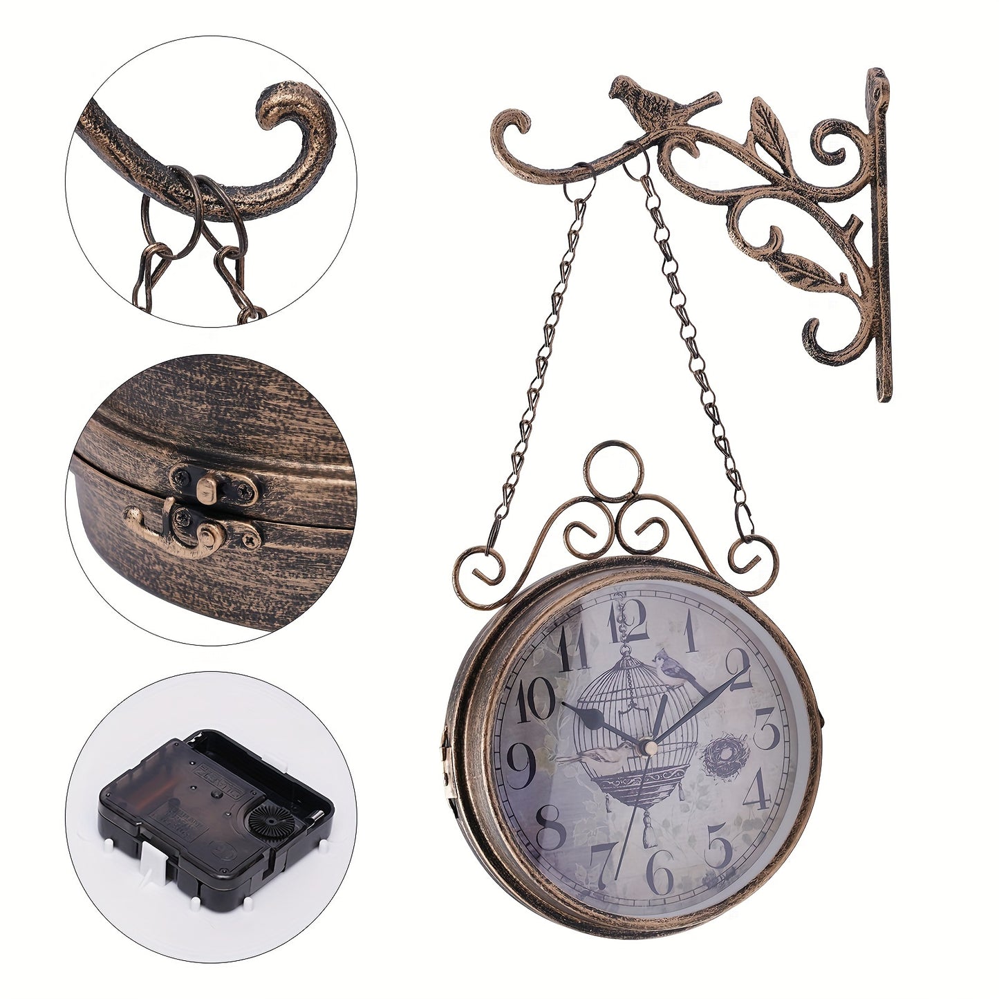 Gentral Station Wall Clock, Vintage Double Sided Hanging Clock