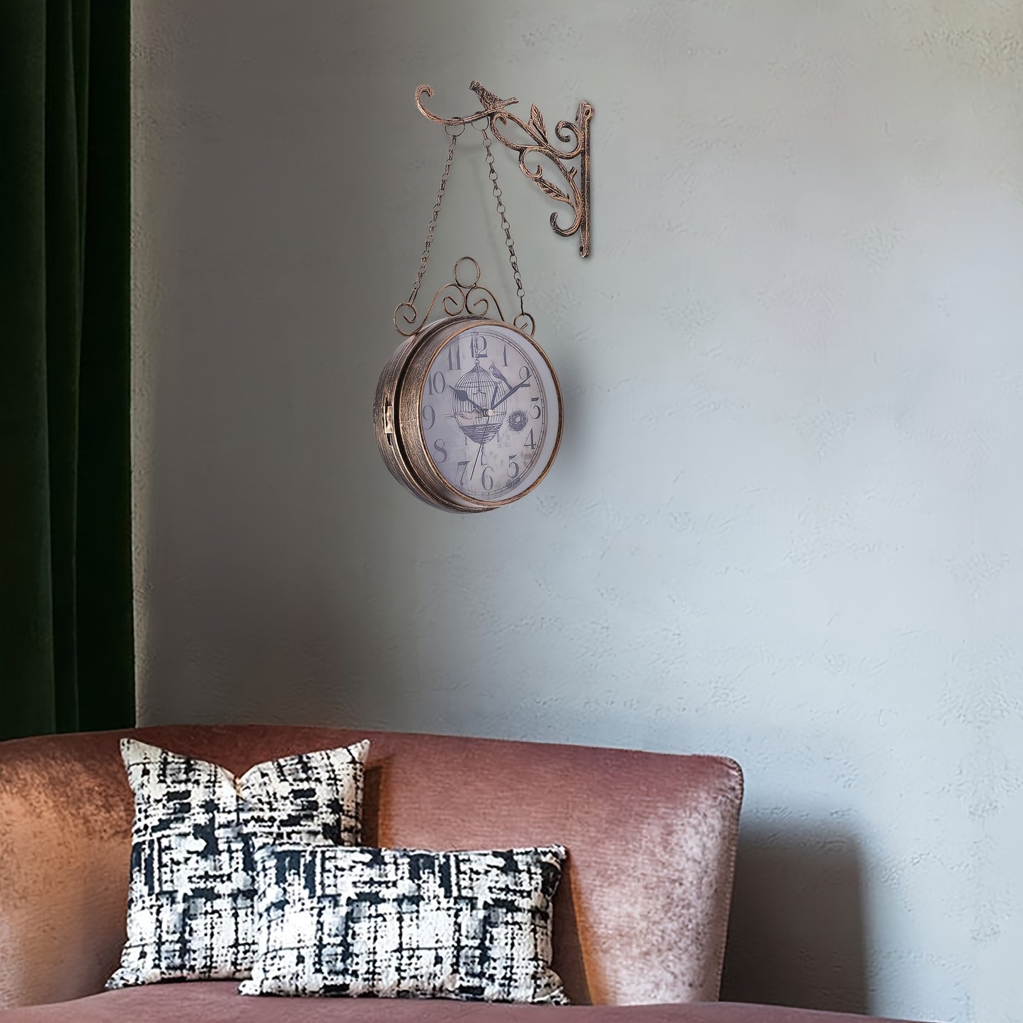Gentral Station Wall Clock, Vintage Double Sided Hanging Clock