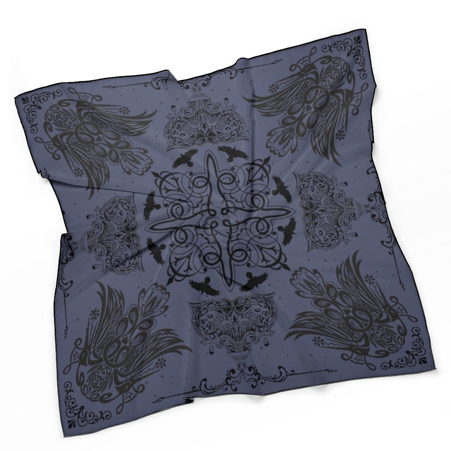 Gothic Crows in Crown Blue, New Fall 25 Colors Women's Scarf, Goth soft crow sarf