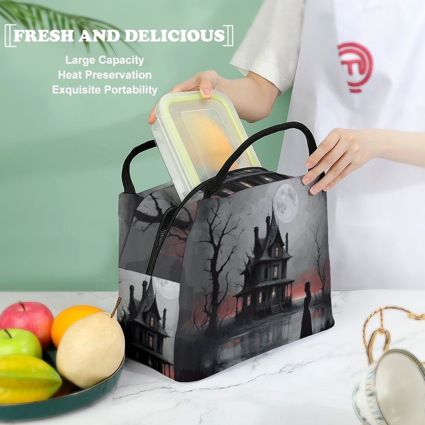 Haunted Castle Lunch Bag, Witchy Lunch Bag, Gothic Lunch Bag