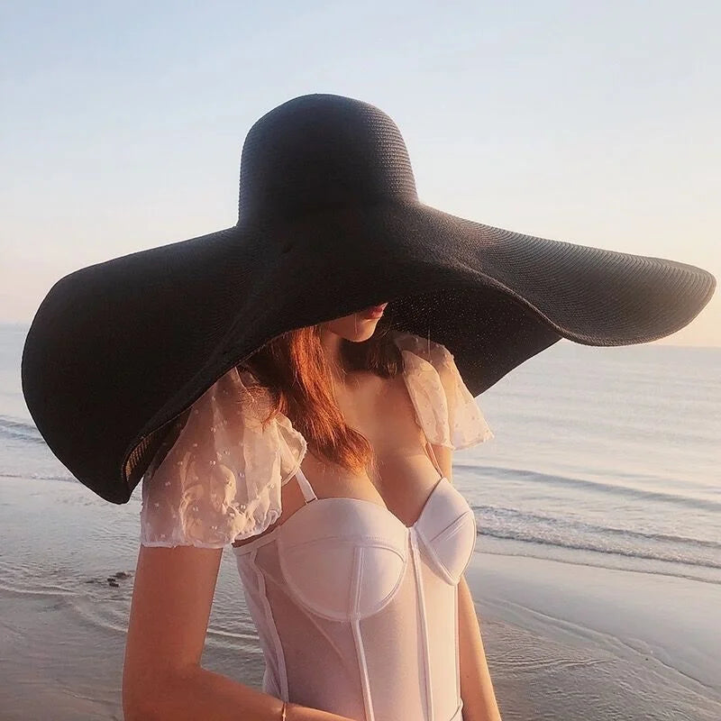 Large Wide Brim Sun Hats, Oversized Travel Straw Hat
