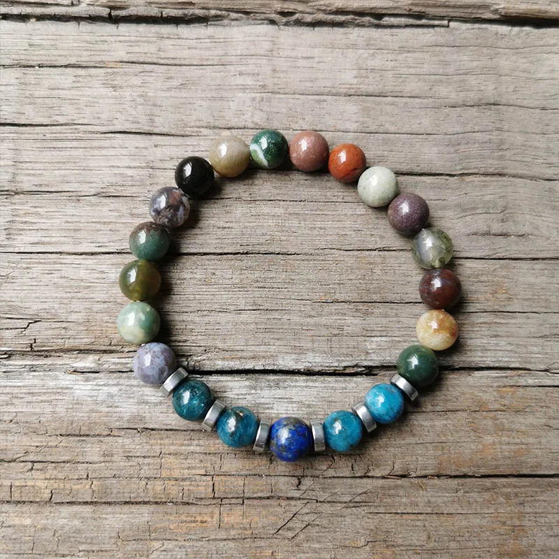 Indian Onyx Beads Apatite Mala Necklace, Charming Lotus Pendant
