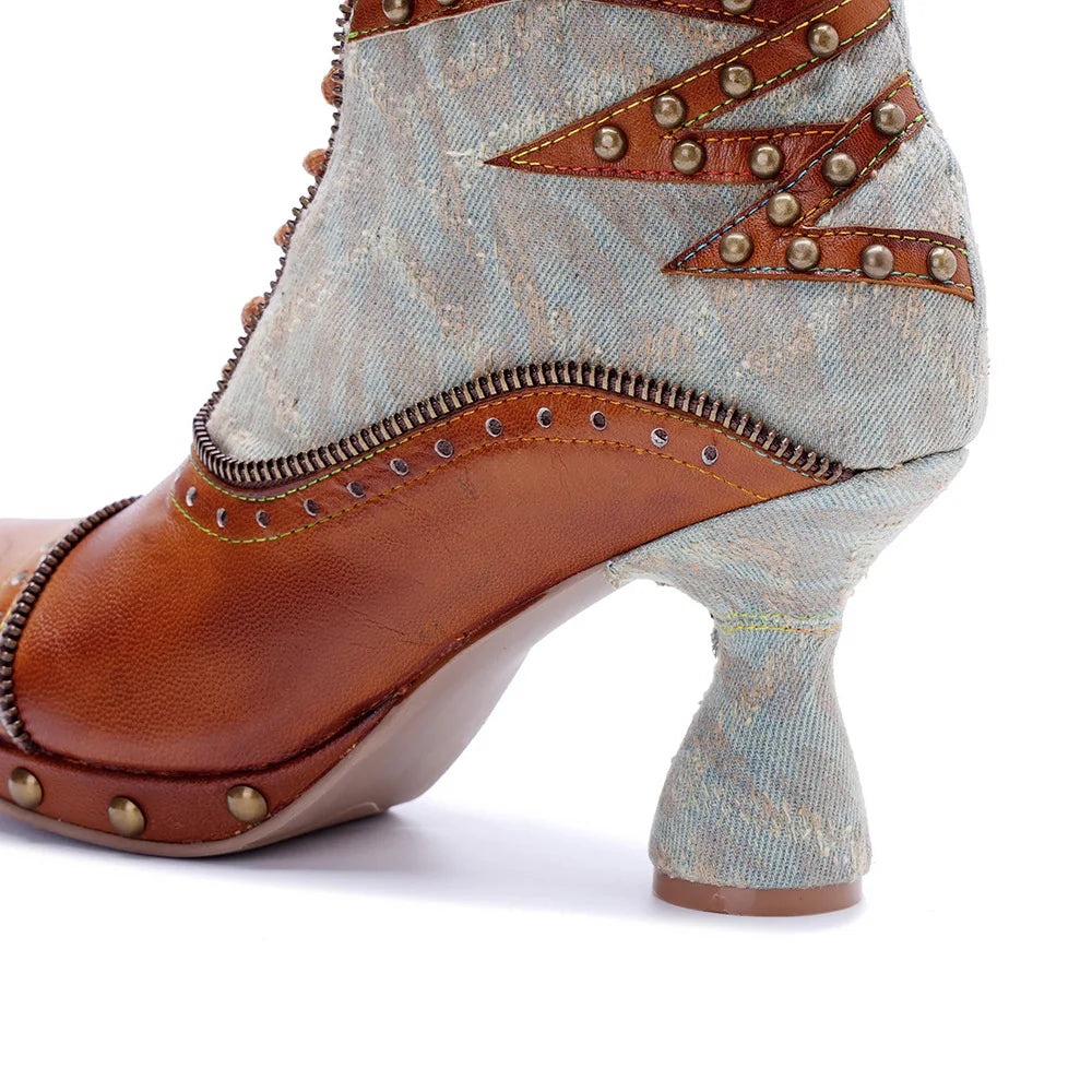 Johnature 2025 Autumn/Winter New Handmade Women's Short Boots
