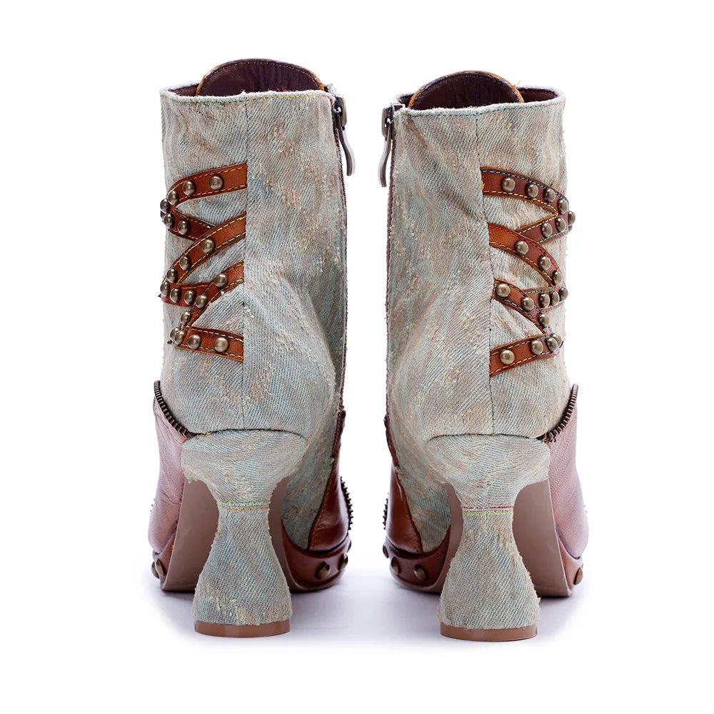 Johnature 2025 Autumn/Winter New Handmade Women's Short Boots