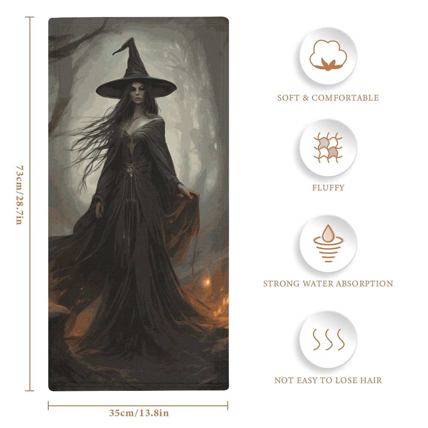 Moon Witch Coral Velvet Towel, Gothic decor, Gothic Mystic Witch Kitchen Towel