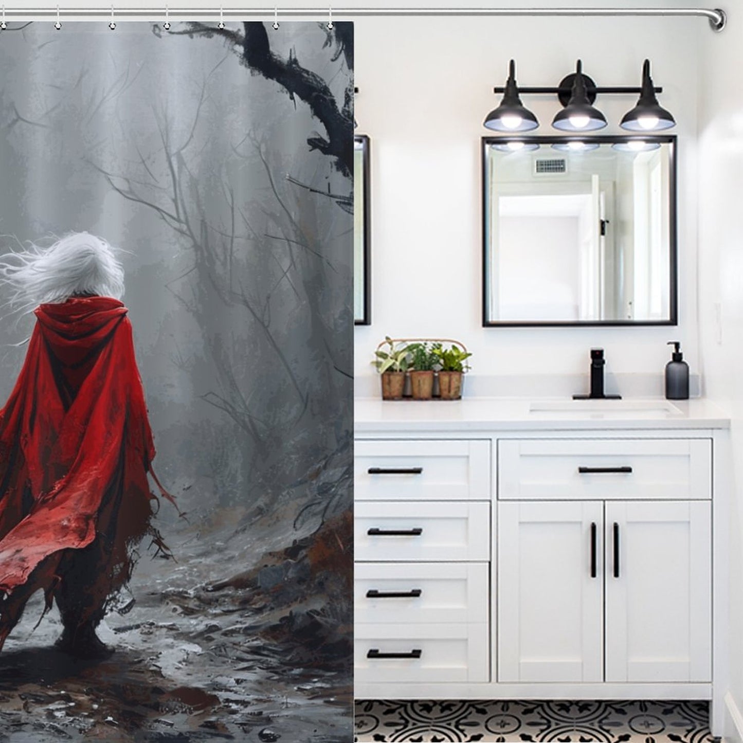 Mystical Dragon and Aelin Shower Curtain-Fantasy Elden Ring Shower Curtain