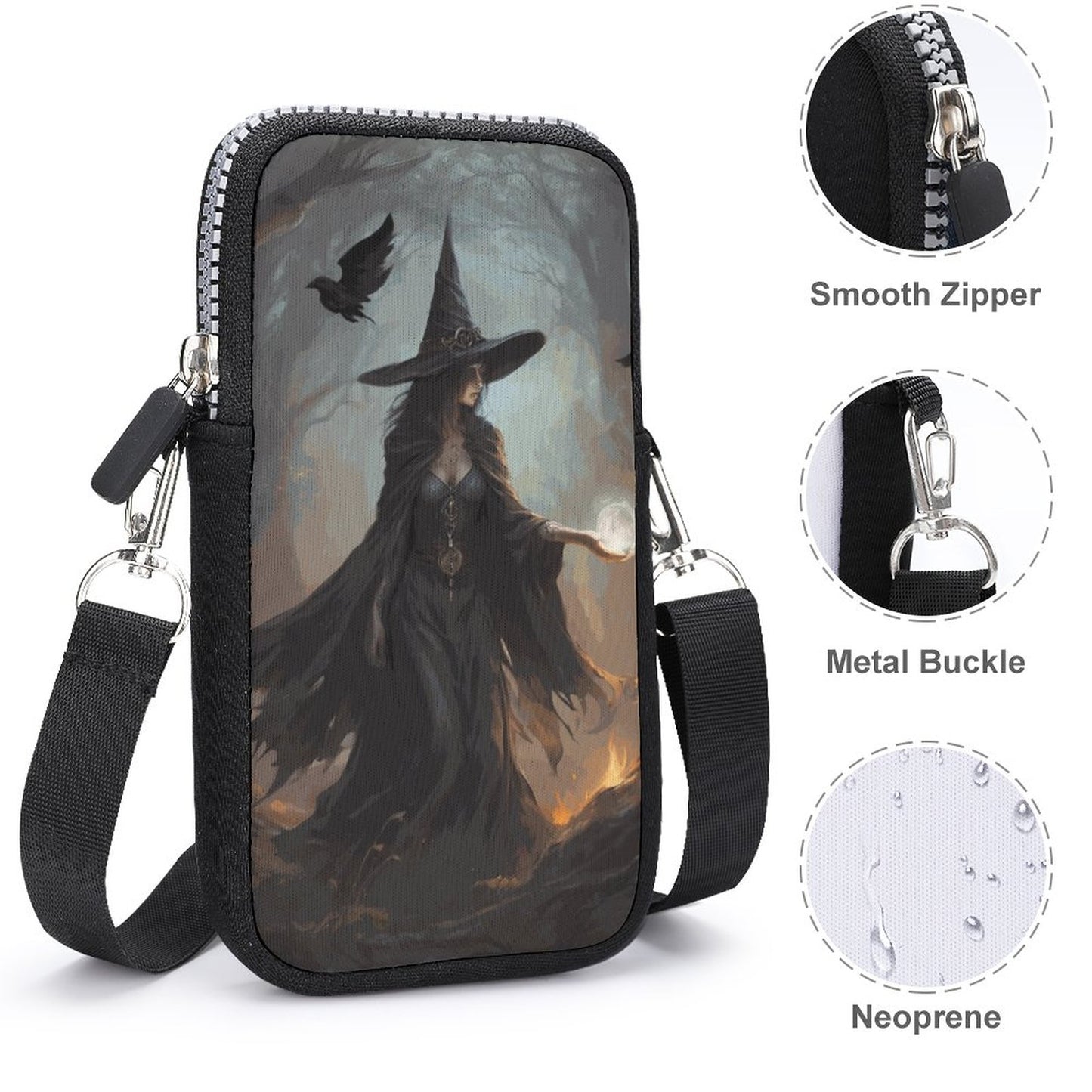 Mystical Witch Cell Phone Crossbody Pouch: A Witchcore Accessory Phone Purse