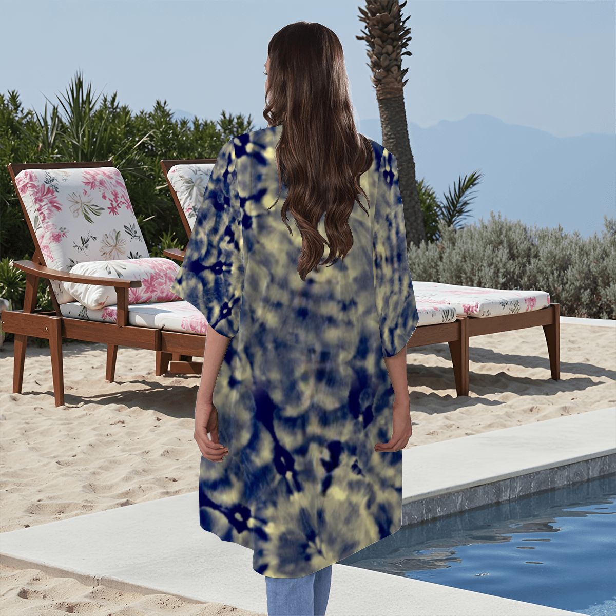 Navy Tie-Dye Cape: Bohemian Festival Wrap
