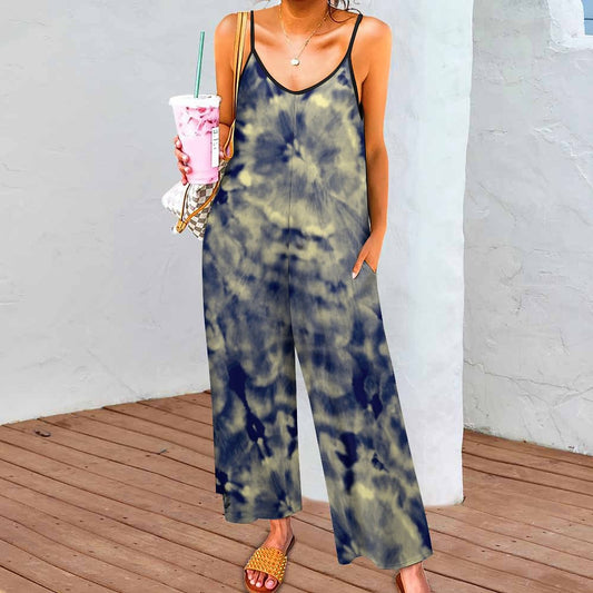 Navy Tie Die Suspender Jumpsuit, festival outfit tiedye fairycore boho Clothing