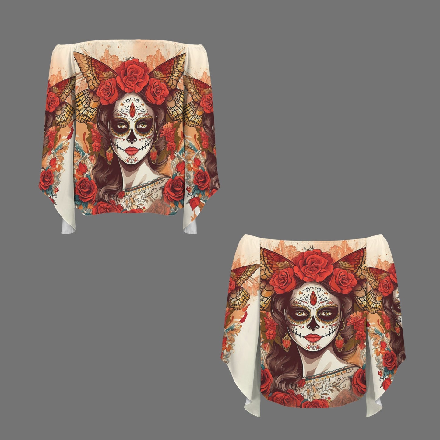 New Day of the Dead Off the Shoulder Blouse, Dia de los muertos shirt
