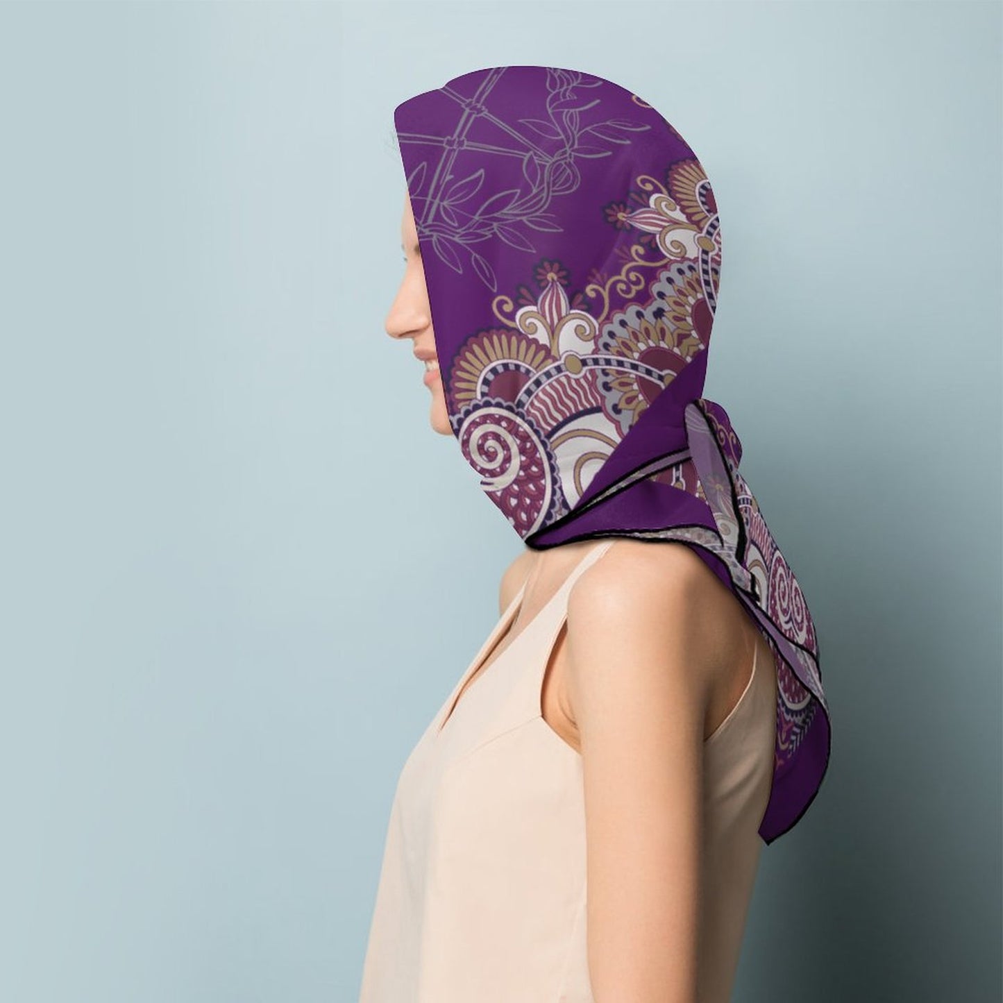 Pagan Paisley Purple Women's Scarf, Witch Headscarf/Silky Bandana/Neckerchief