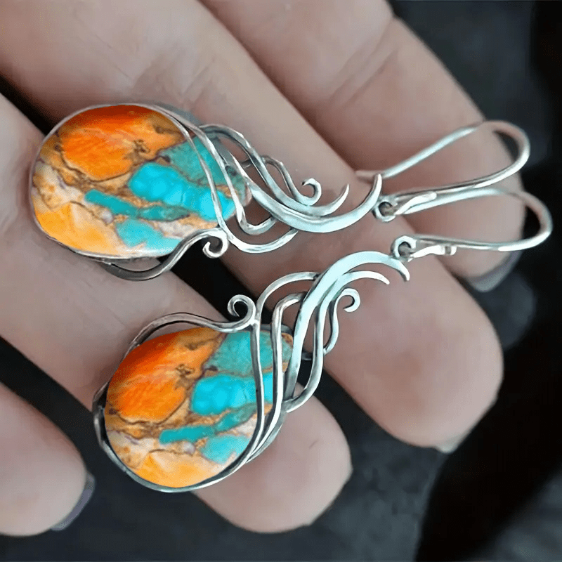 The Witchy Gypsy Turquoise Scroll Earrings