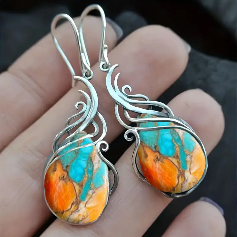 The Witchy Gypsy Turquoise Scroll Earrings