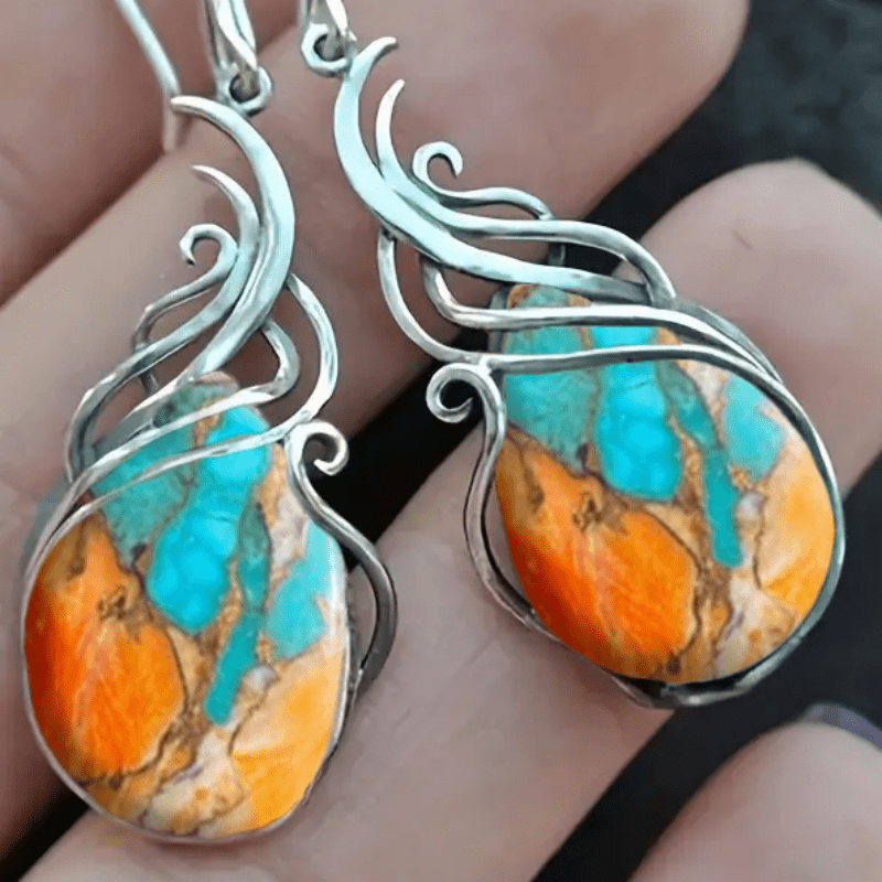 The Witchy Gypsy Turquoise Scroll Earrings