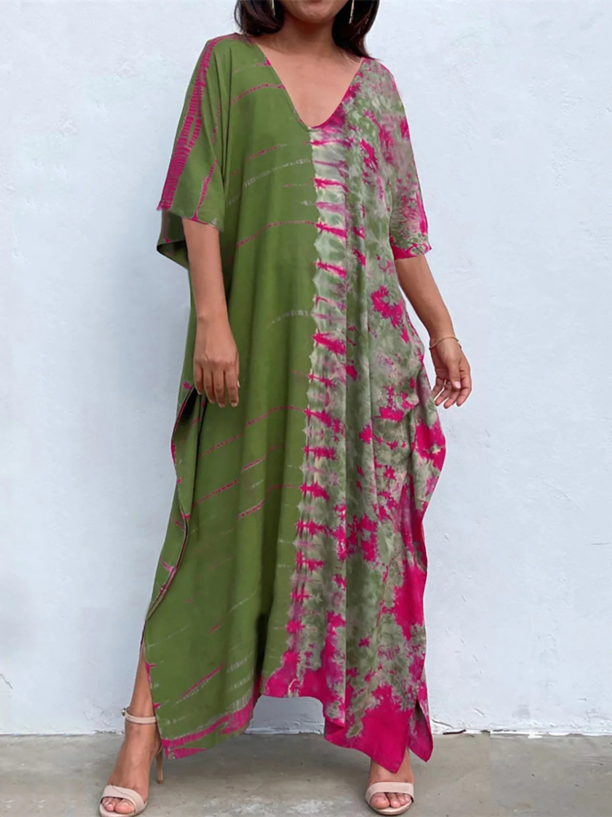 Bohemian Striped Women's Dress, Boho Dress, Tie dye Beach Cover up