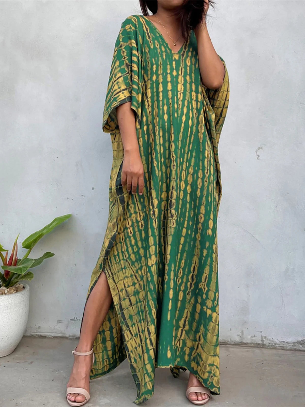 Bohemian Striped Women's Dress, Boho Dress, Tie dye Beach Cover up