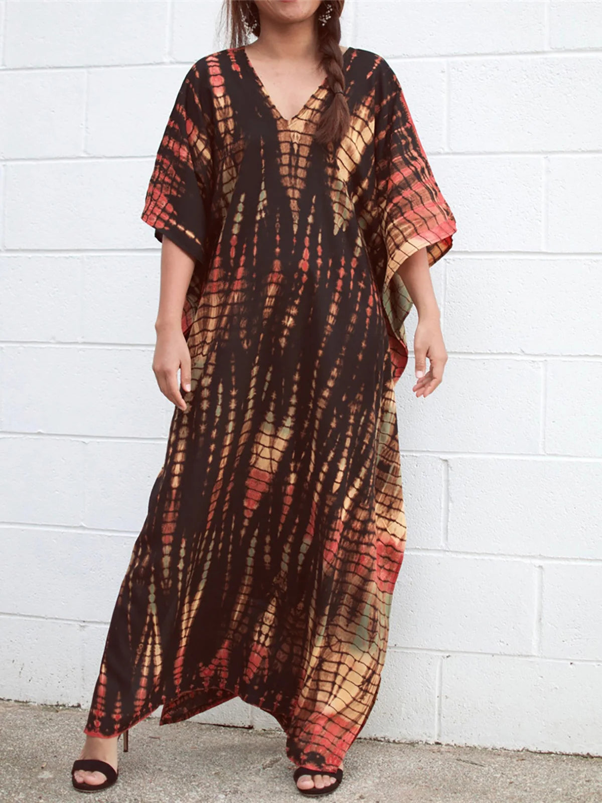 Bohemian Striped Women's Dress, Boho Dress, Tie dye Beach Cover up
