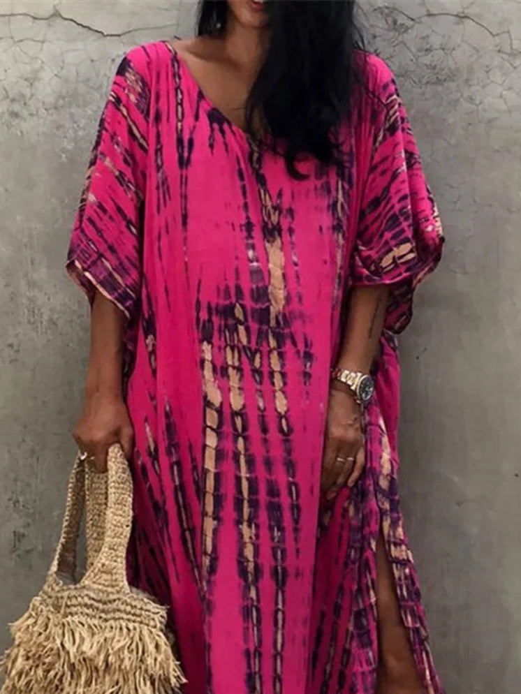 Bohemian Striped Women's Dress, Boho Dress, Tie dye Beach Cover up