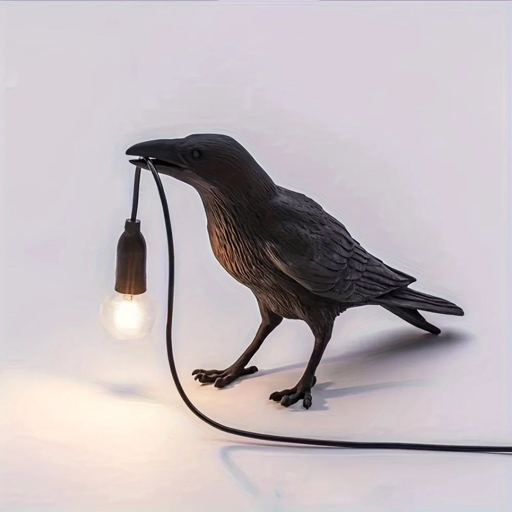 Unique Gothic Crow Lamp, With USB Line for Table Decor and Home Lighting