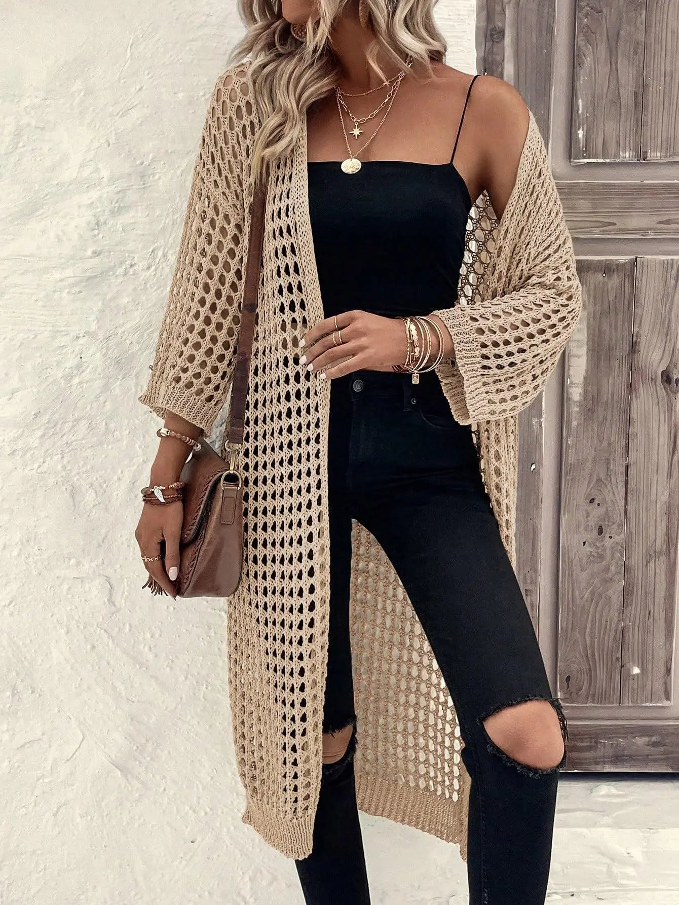 Summer Outer Jacket Knitted Long Cardigan, Sunscreen Clothing for Women Cover up