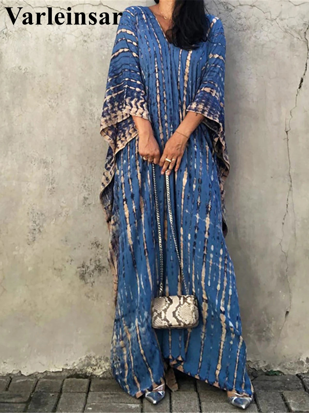 Bohemian Striped Women's Dress, Boho Dress, Tie dye Beach Cover up