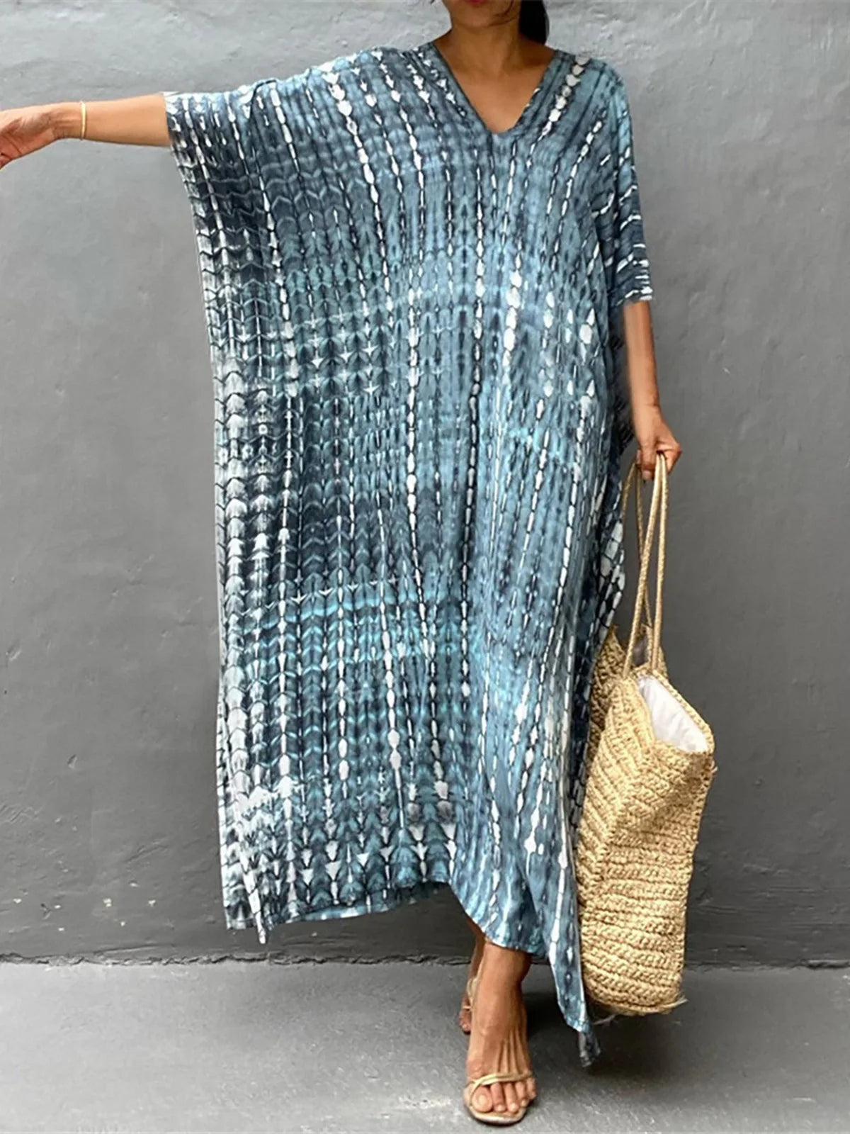 Bohemian Striped Women's Dress, Boho Dress, Tie dye Beach Cover up