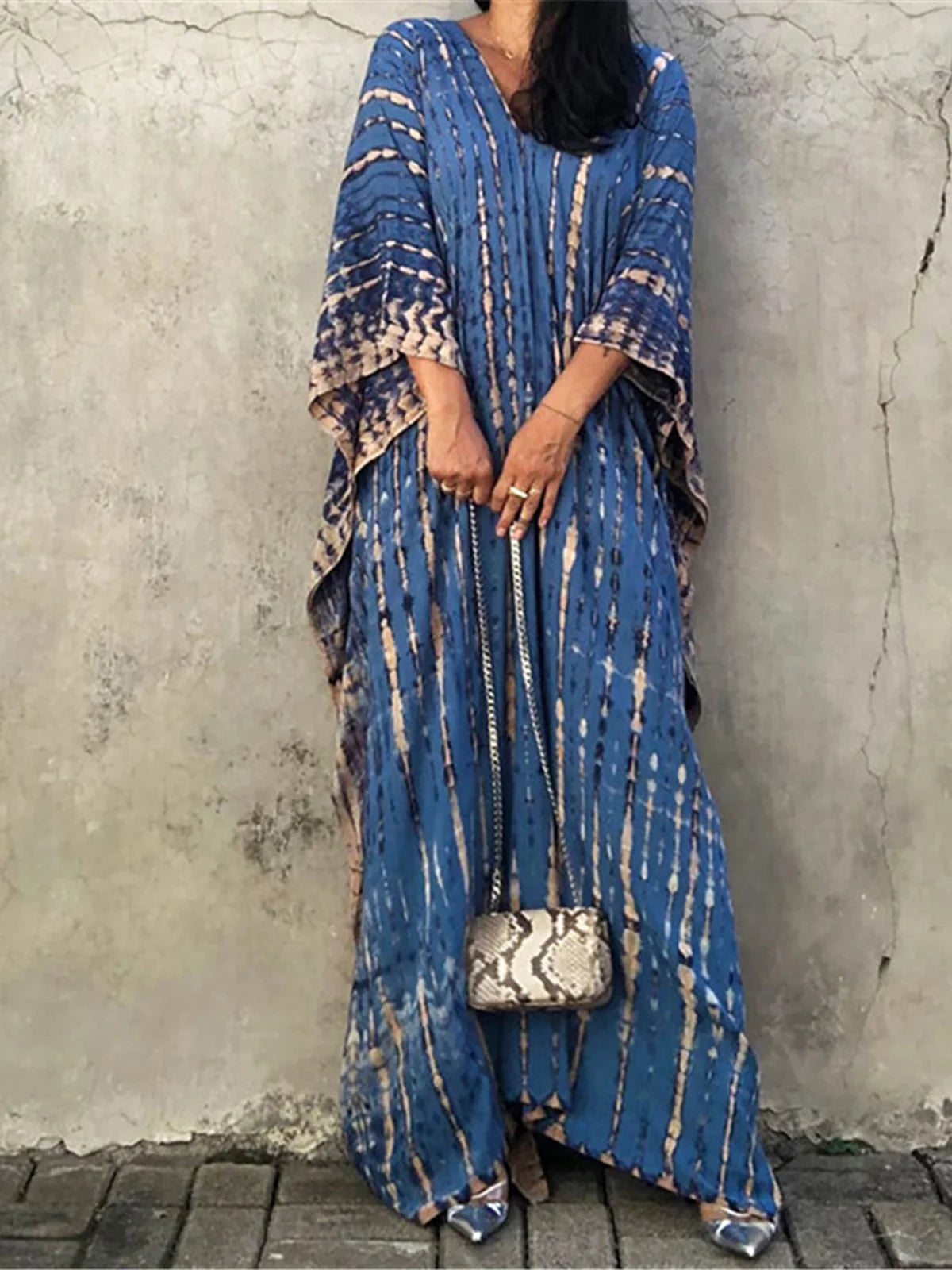 Bohemian Striped Women's Dress, Boho Dress, Tie dye Beach Cover up
