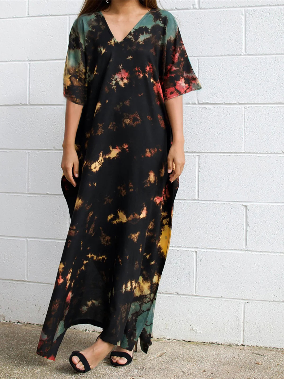 Bohemian Striped Women's Dress, Boho Dress, Tie dye Beach Cover up