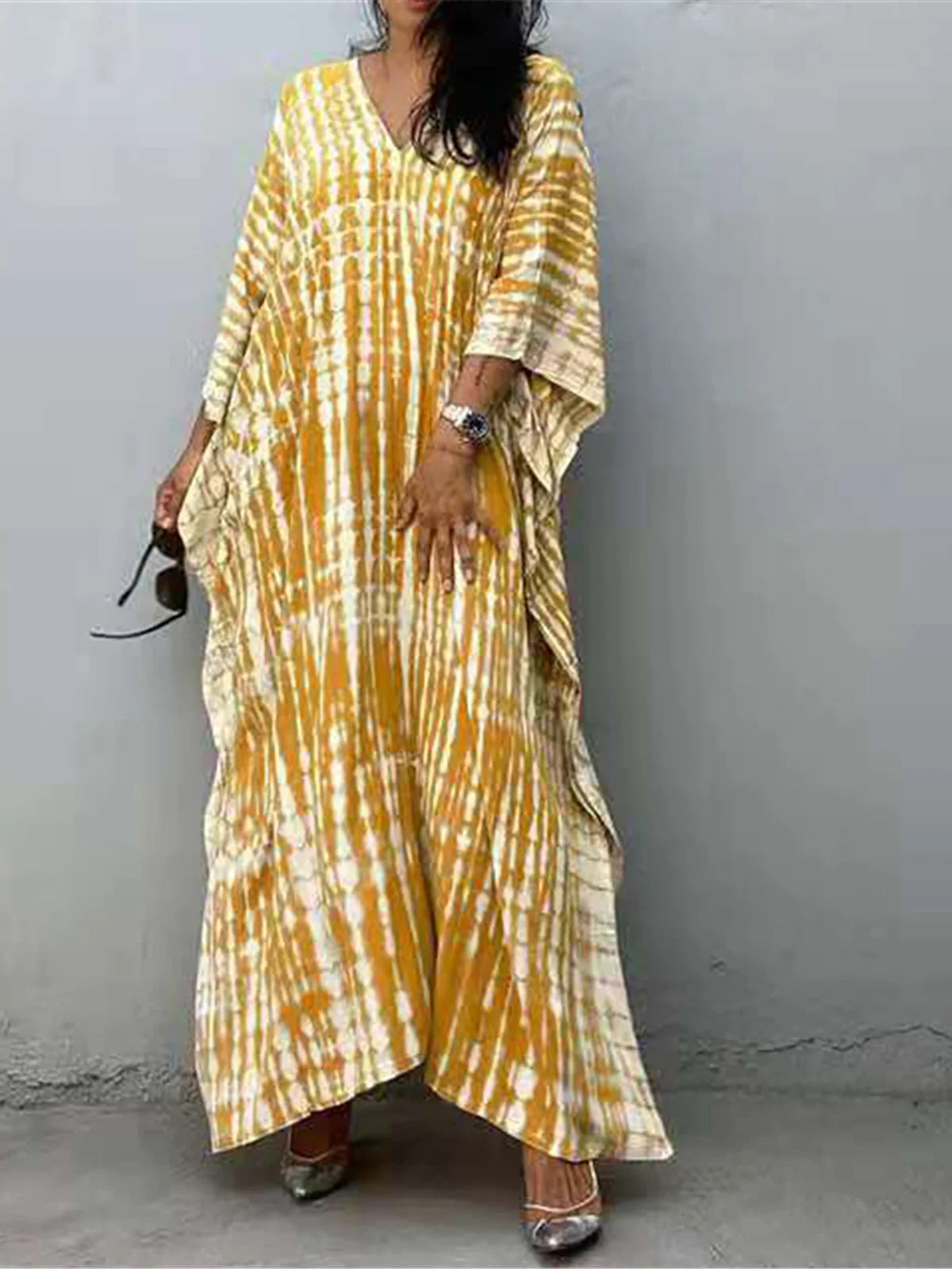 Bohemian Striped Women's Dress, Boho Dress, Tie dye Beach Cover up
